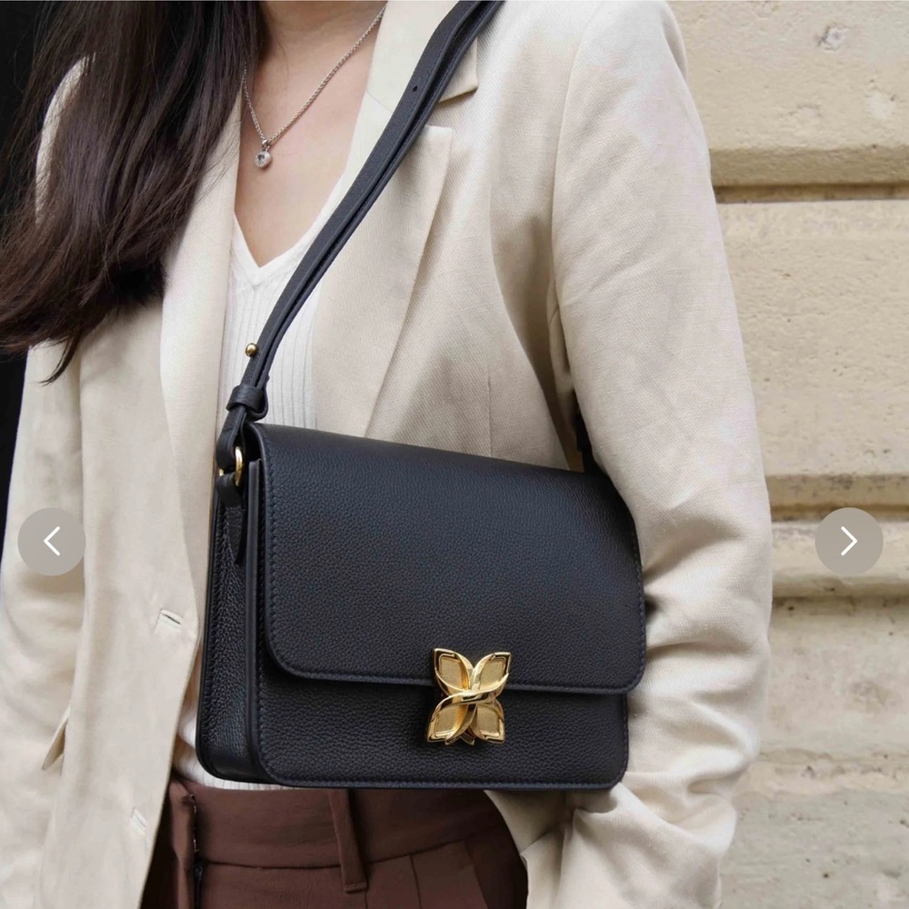 NEW Fleuron Hortensia Shoulder Bag in Black Noir - Picture 3 of 13